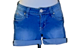 YMI Wanna Better Butt Junior Jean Shorts Size 5 Cuffed Blue - $12.74