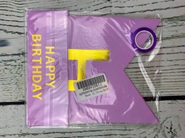 Purple Happy Birthday Banner Purple Card Happy Birthday Banner Golden Letters - £11.00 GBP
