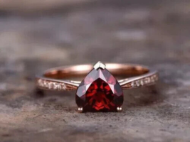 2Ct Heart Cut Lab Created Red Garnet Womens Engagement Ring 14k Rose Gold Plated - £83.40 GBP