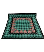 Green and Black Plaid Ladies Scarf 30 Inches Square Unmarked - $7.69