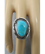 Turquoise Ring Large Stone  Size 6 Sterling Silver Southwestern 5.9 Gram... - $69.00