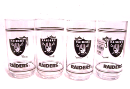 Set (4) Vintage 1980s Raiders 14 oz Drinking Glasses Mobil Gas Promo - $39.57