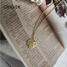 GHIDBK Delicate Guardian Angel Medallion Coin Pendant Necklaces Protection Cheru - £12.55 GBP