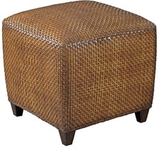 Cube Woodbridge Hassek Footstool Ottoman Brown Leather Woven Strips - £695.24 GBP
