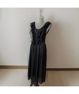 VTG 80s Black Nightgown Lingerie Sz L Lacey Ruffles Frilly Cinema Etoile - $45.88