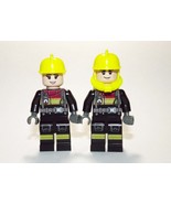 Minifigure Fire Fighter Black And Yellow Fireman A Toys - $249.89 MXN