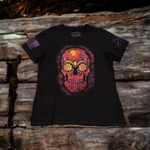 Grunt Style T Shirt Women&#39;s XXLarge Black Skull Dia De Los Muertos Short Sleeve - £11.82 GBP