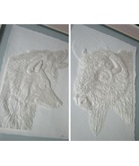 Lori Kiplinger Pandy Cast Paper Bas Relief Portraits Wolves /Bison pick1 - $617.40 CAD