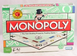 Monopoly Board Game Fast-Dealing Property Trading Game With Speed Die 2008 - £11.74 GBP