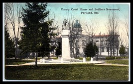 OREGON Postcard - Portland, County Court House &amp; Soldiers Monument F29 - £3.94 GBP