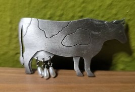 Jonette Jewelry (JJ) Vintage Pewter and Dangling Faux Pearl Dairy Cow Pi... - €20,56 EUR