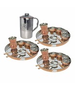 Prisha India Craft  Set of 3 Traditional Stainless Steel Copper Dinner S... - £171.83 GBP