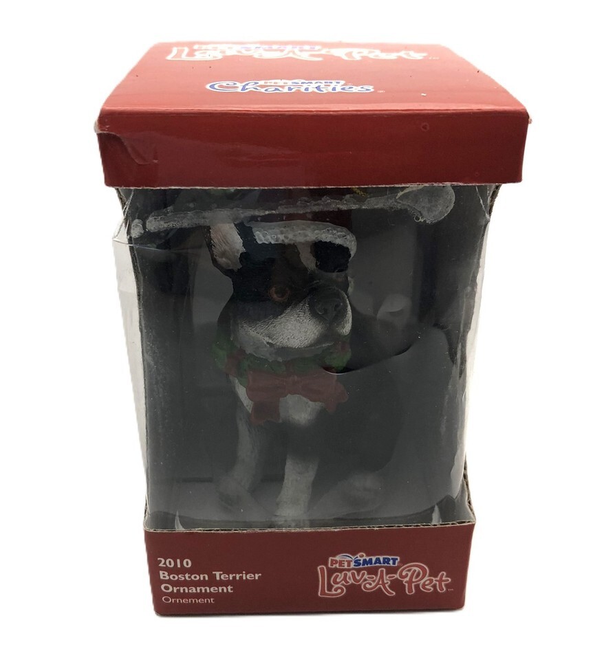 PetSmart Charities Luv-A-Pet 2010 Boston Terrier Dog in Scarf &amp; Hat Orna... - $12.30
