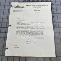 Vintage Letter First Baptist Church Arthur B Rutledge Marshall Texas 1952 - $23.29 CAD