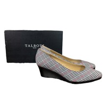 NEW Talbots Lacey Black Red White Plaid Wedge Heel Shoes Womens Size 8.5... - $49.49