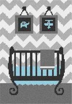 Pepita Needlepoint Canvas: Grey Chevron Baby Boy Crib, 7&quot; x 10&quot; - $50.00+