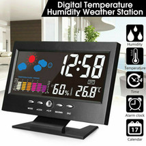 Led Digital Alarm Clock Lcd Display Snooze Calendar Thermometer Weather Station - $19.99