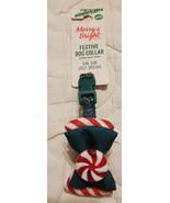 Merry &amp; Bright Festive Dog collar Red, White Green Peppermint Holiday Bo... - $8.43 CAD