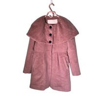 OCHIRLY Size Large Pink Mauve Tan Coat Shawl Collar Hidden Buttons Flora... - £20.56 GBP