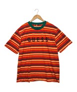 Guess x J Balven Shirt Mens Extra Large Orange Striped Embroidered Vibra... - $40.60 CAD