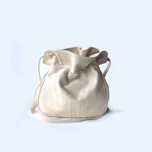VTG NINA RICCI Bag Beige Leather Python Inlay Drawstring Bag *LOVELY* - $389.00