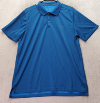 Eddie Bauer Polo Shirt Men&#39;s Large Blue Freedry 100% Polyester Short Sleeve Slit - £14.43 GBP