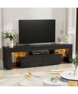 Modern LED TV Stand for Televisions up to 70 Inch with Glass Shelves and... - $140.24