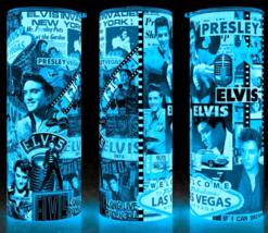 Glow in the Dark Elvis Presley Las Vegas Collage Cup Mug Tumbler 25oz - £18.16 GBP