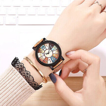 Women&#39;s Colorful Face Leather Band Watch 37MM Dial - £6.38 GBP
