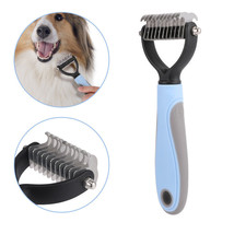 Pet Grooming Tool 2 Sided Undercoat Rake Pet Fur Knot Cutter Trimmer Rake Comb - £15.95 GBP