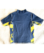 Lands&#39; End Blue and Yellow High Neck Short Sleeve Swim Shirt Kids 10-12 - $26.47 CAD