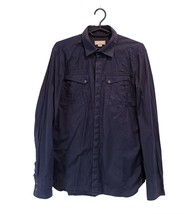 Diesel Mens Navy Blue Long Sleeve Button Down Shirt Chest Pockets Logo s... - $21.20