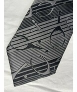 Lacoste Repp Tie Gray &amp; Black Tennis Pattern 100% Silk Made In Brazil - $35.06 CAD