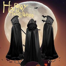 Halloween Cloak Costumes Wizard Cloak For Children Hooded Capes Mantle Black Par - £10.31 GBP+