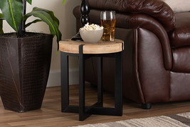 Karel Natural Brown and Black Finished Metal End Table - $96.00
