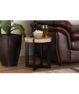 Karel Natural Brown and Black Finished Metal End Table - $1,767.12 MXN