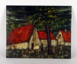 &quot;Le Village&quot; (1969) by J.Marque, oil painting on board, 16x20-
show original ... - $2,074.48