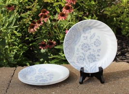 Set of 4 Corelle BOTANIQUE White Swirl Blue Pattern Dessert Bread Plates EUC! - $19.99