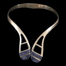 Rare 1960s-70s TAXCO Mexico TN-62 Sterling lapis inlay necklace 125 Grams - £455.62 GBP