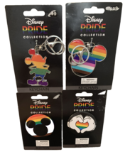 Disney Pride Collection lot of 4 Mickey Rainbow LGBTQ Pins and Key Chains - $460.13 MXN