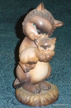 6&quot; Anri Ferrandiz Carved Wood &quot;Tender Moments&quot; Cat Hugging Kitten Figurine GIFT! - £200.86 GBP