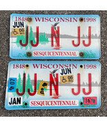 Wisconsin Expired 1998 2014 150 Year Sesquicentennial License Plate Set ... - £24.38 GBP