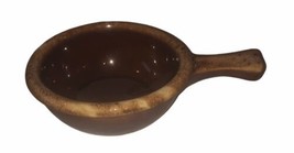 Oven Proof Pottery Brown Drip Glaze Bowl With Handle Made By Hull U.S.A. - £9.15 GBP