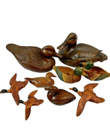 9 Duck Decorations Red Mill Signed Handcrafted Wood Resin Pecan Shells - £15.60 GBP