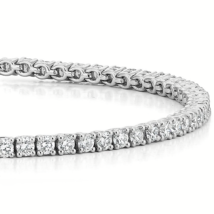 Delicate 3mm Round Moissanite Set Tennis Bracelet 14K White Gold over Silver - £115.09 GBP