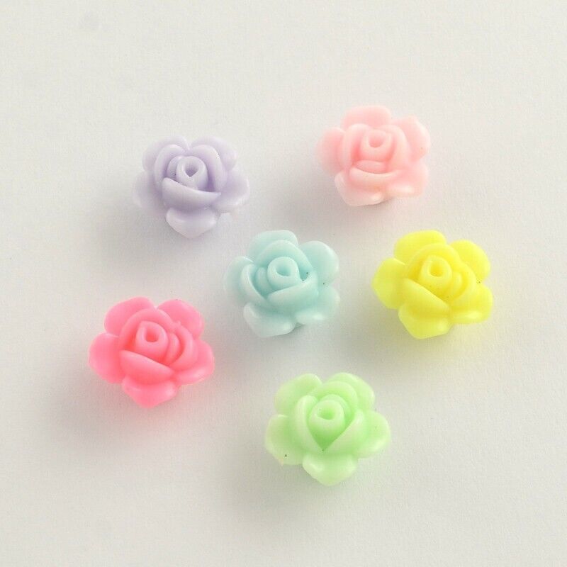 50 Flower Beads Spacer Beads Assorted Lot Acrylic Floral Jewelry Supplie... - $6.19