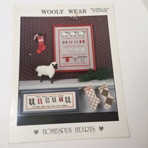 Wooly Wear Cross Stitch Pattern Book Homespun Hearts Sheep Socks Mittens... - $9.88
