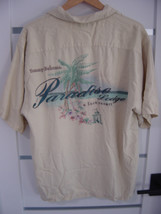 Tommy Bahama  Paradise Lodge Button Up Ivory Silk Shirt Short Sleeve Size Large - $39.57