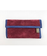 Vintage Pig Skin Wallet Burgundy &amp; Blue 7.5&quot; w/ inside coin pouch clutch - £19.95 GBP