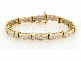 14K Yellow Gold Over 8.25CT Princess Cut VVS1 D Diamond Bracelet - £131.83 GBP